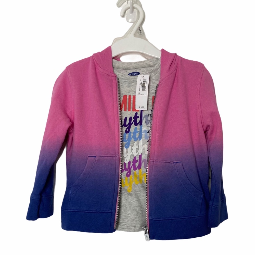 Old Navy Toddler Girl Shirt Jacket 2 Piece Set Pastel Theme Tie Dye NEW
